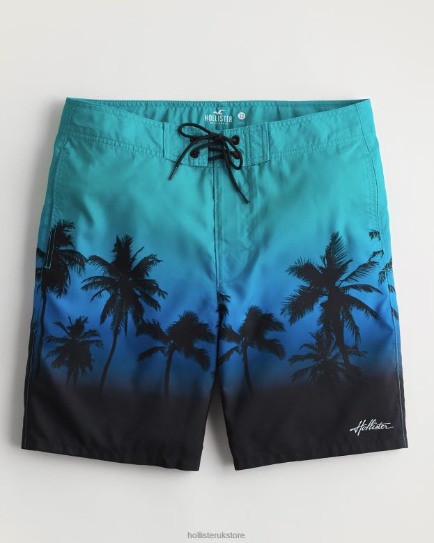 Teal To Black Ombre Print
