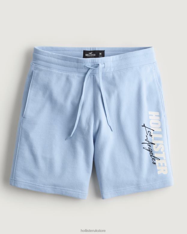 Bottoms Hollister Men Color Change Fleece Logo Graphic Shorts 7 488201264 Light Blue
