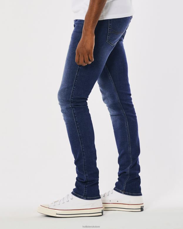 Bottoms Hollister Men Dark Wash Stacked Skinny Jeans 488201248 Bright Dark Wash