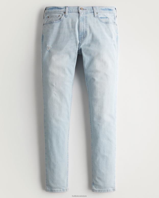 Bottoms Hollister Men Distressed Light Wash Skinny Jeans 488201348 Light Destroy