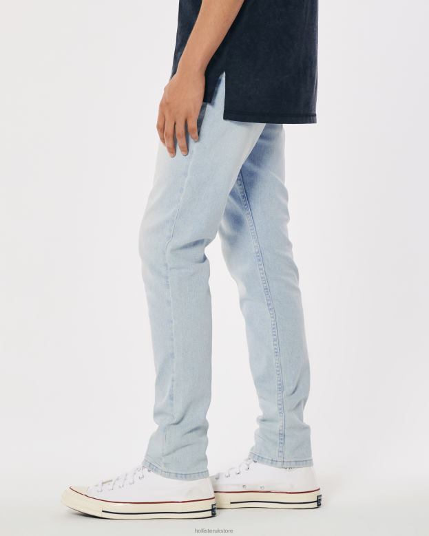 Bottoms Hollister Men Distressed Light Wash Skinny Jeans 488201348 Light Destroy