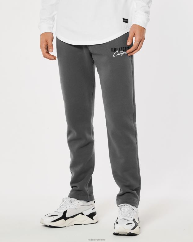 Bottoms Hollister Men Embroidered Logo Graphic Straight Sweatpants 488201356 Dark Grey