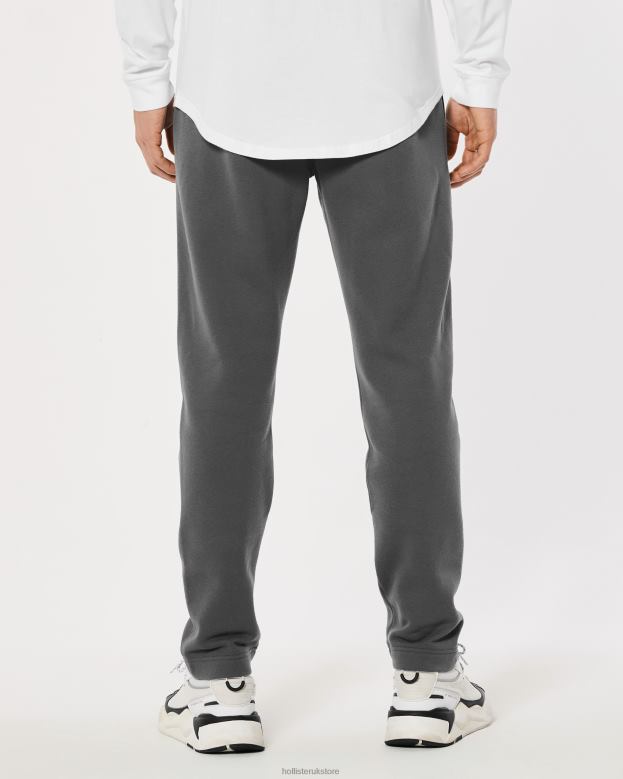 Bottoms Hollister Men Embroidered Logo Graphic Straight Sweatpants 488201356 Dark Grey