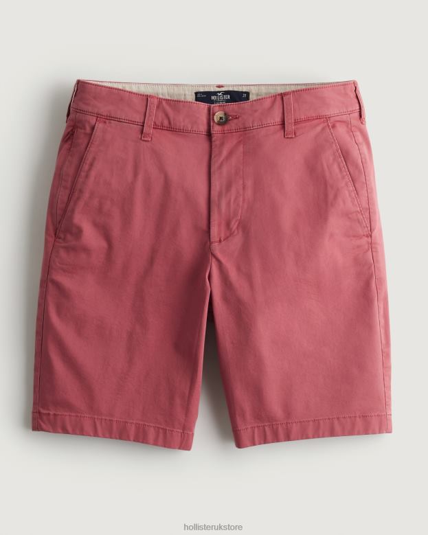 Bottoms Hollister Men Flat-Front Twill Shorts 9 488201196 Dark Coral