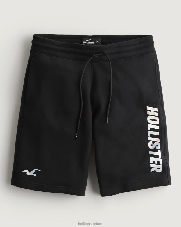 Bottoms Hollister Men Fleece Shine Logo Graphic Shorts 9 488201372 Black