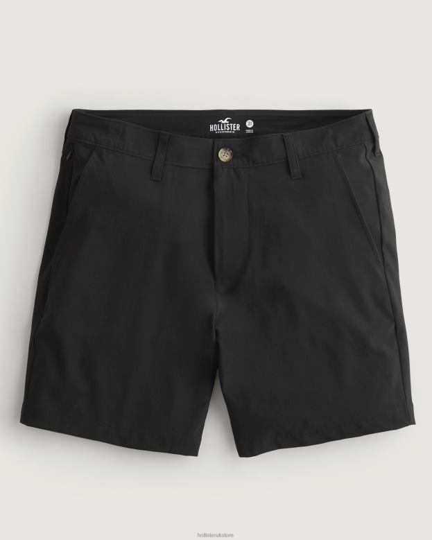 Bottoms Hollister Men Hybrid Flat-Front Shorts 7 488201194 Black