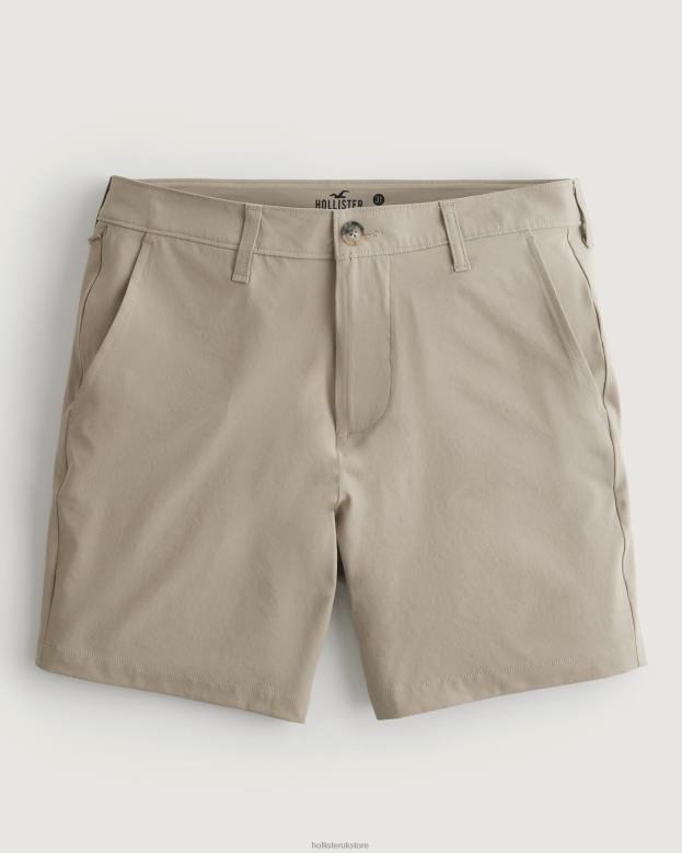 Bottoms Hollister Men Hybrid Flat-Front Shorts 7 488201195 Khaki
