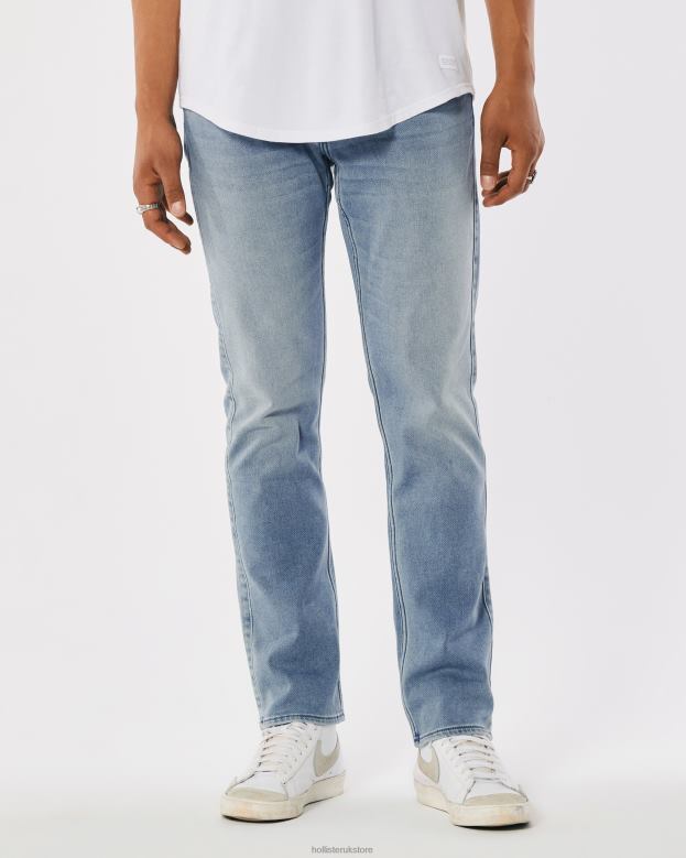Bottoms Hollister Men Just Like Knit Medium Wash Slim Straight Jeans 488201360 Medium Wash