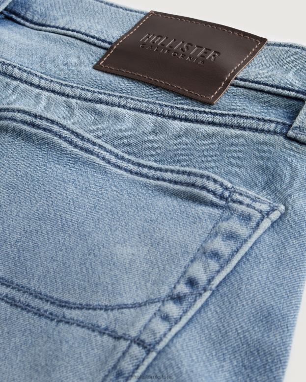 Bottoms Hollister Men Just Like Knit Medium Wash Slim Straight Jeans 488201360 Medium Wash