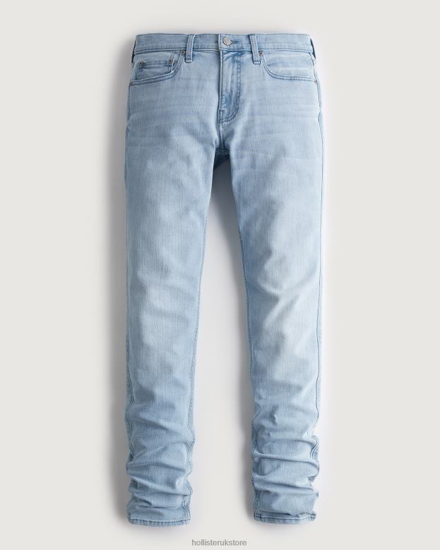 Bottoms Hollister Men Light Wash Stacked Skinny Jeans 488201252 Light Wash