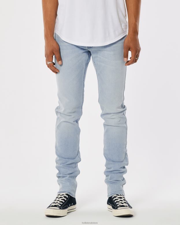 Bottoms Hollister Men Light Wash Stacked Skinny Jeans 488201252 Light Wash