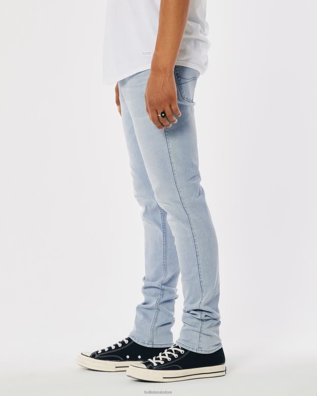 Bottoms Hollister Men Light Wash Stacked Skinny Jeans 488201252 Light Wash