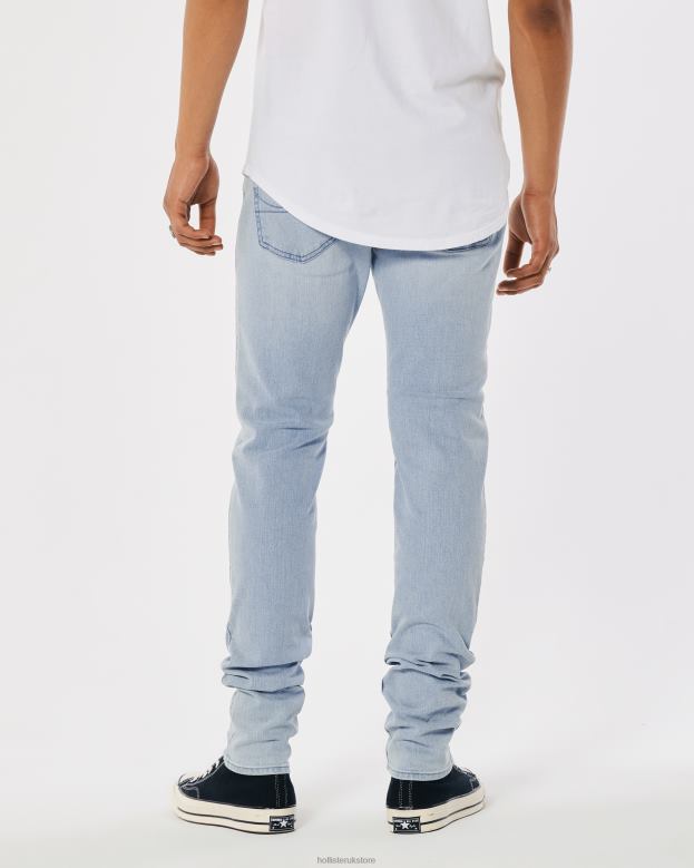 Bottoms Hollister Men Light Wash Stacked Skinny Jeans 488201252 Light Wash