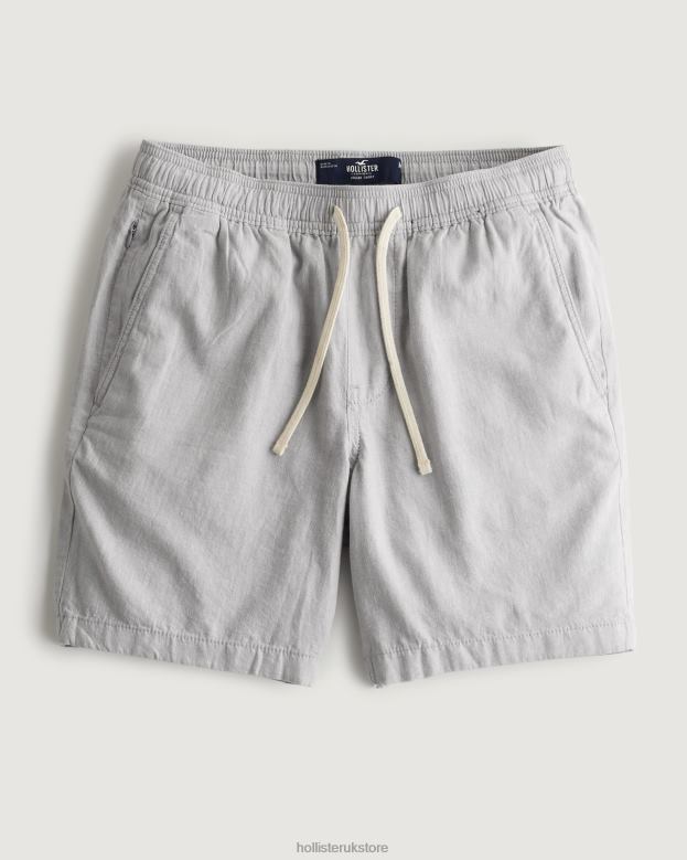 Bottoms Hollister Men Linen Blend Jogger Shorts 7 488201106 Light Grey
