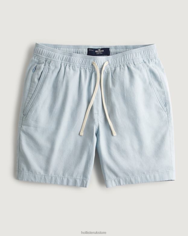 Bottoms Hollister Men Linen Blend Jogger Shorts 7 488201271 Light Blue