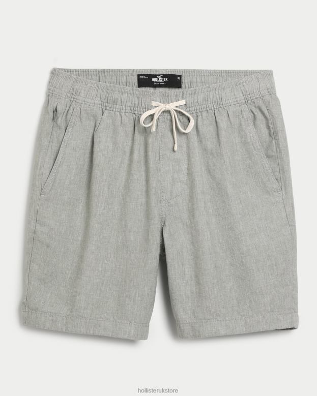 Bottoms Hollister Men Linen Blend Jogger Shorts 7 488201274 Heather Sage