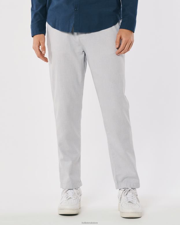Bottoms Hollister Men Linen Blend Slim Pull-On Pants 488201380 Light Heather Grey