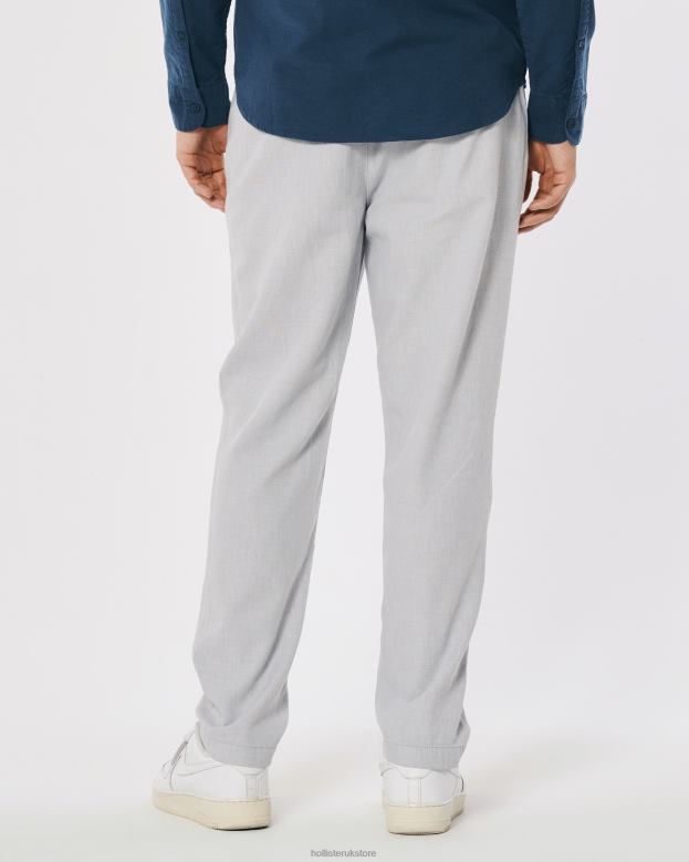 Bottoms Hollister Men Linen Blend Slim Pull-On Pants 488201380 Light Heather Grey