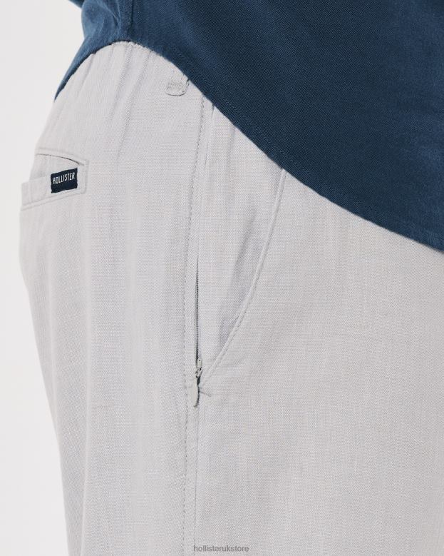 Bottoms Hollister Men Linen Blend Slim Pull-On Pants 488201380 Light Heather Grey