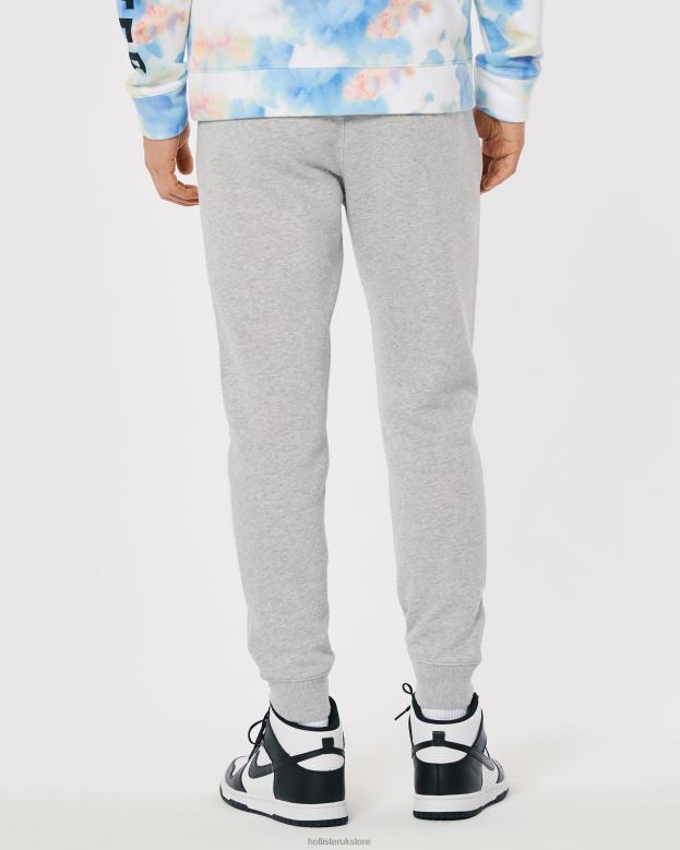 Bottoms Hollister Men Print Logo Fleece Jogger 488201322 Heather Grey