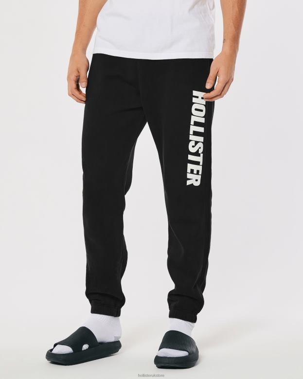 Bottoms Hollister Men Relaxed Fleece Logo Graphic Jogger 2-Pack 488201329 White-Black