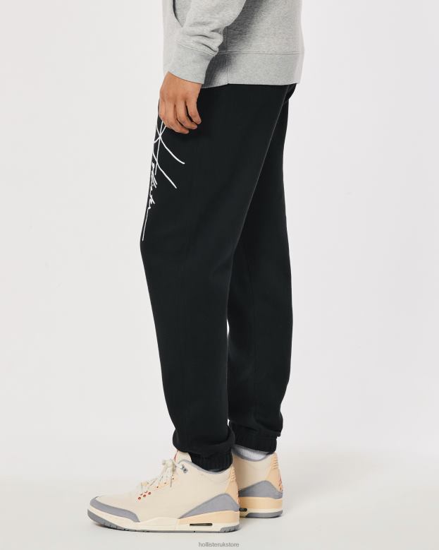 Bottoms Hollister Men Relaxed Fleece Logo Graphic Joggers 488201262 Black