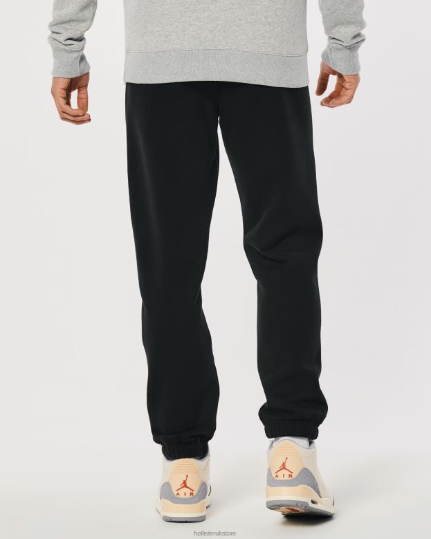 Bottoms Hollister Men Relaxed Fleece Logo Graphic Joggers 488201262 Black