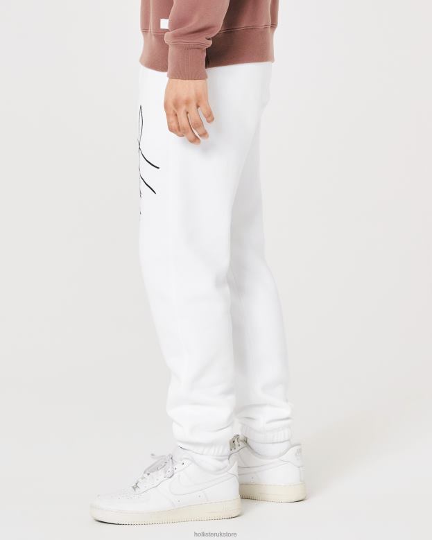 Bottoms Hollister Men Relaxed Fleece Logo Graphic Joggers 488201342 White