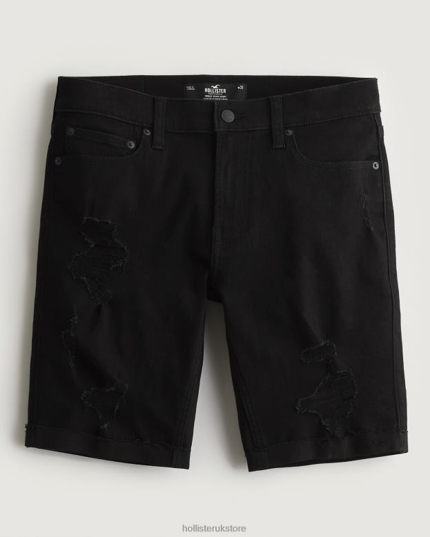 Bottoms Hollister Men Ripped Black No Fade Skinny Denim Shorts 9 488201173 Ripped Black