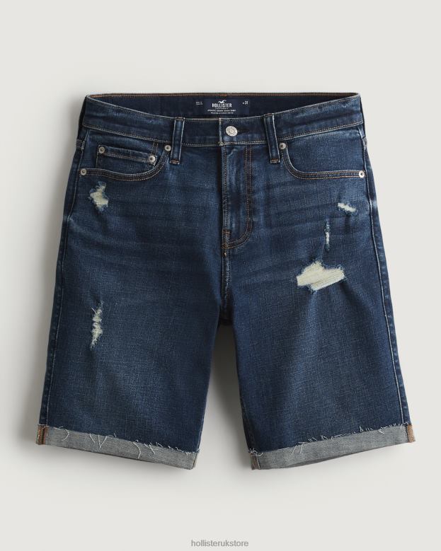Bottoms Hollister Men Ripped Dark Wash Athletic Skinny Denim Shorts 9 488201302 Ripped Dark Wash