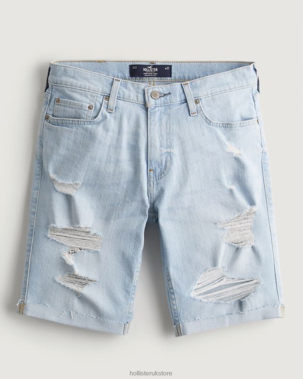 Bottoms Hollister Men Ripped Light Wash Skinny Denim Shorts 9 488201220 Ripped Super Light Wash