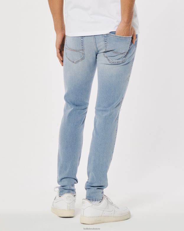 Bottoms Hollister Men Ripped Light Wash Super Skinny Jeans 488201359 Ripped Light Wash
