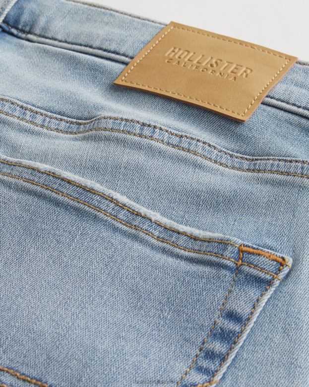 Bottoms Hollister Men Ripped Light Wash Super Skinny Jeans 488201359 Ripped Light Wash