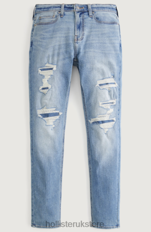 Ripped And Repaired Bright Medium Wash