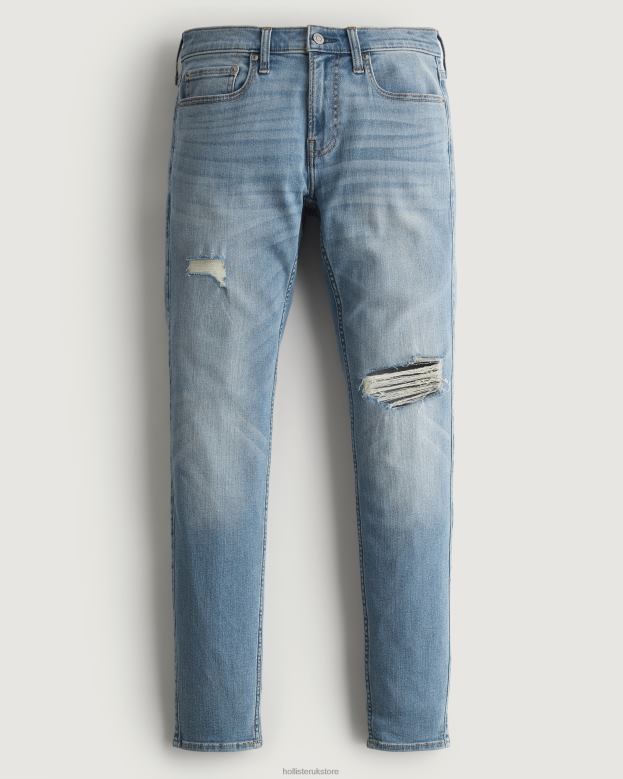 Bottoms Hollister Men Ripped Medium Wash Super Skinny Jeans 488201347 Ripped Medium