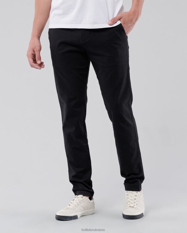 Bottoms Hollister Men Skinny Chino Pants 488201155 Black With Black Button