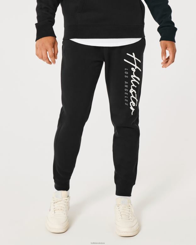 Bottoms Hollister Men Skinny Fleece Logo Graphic Joggers 488201230 Black