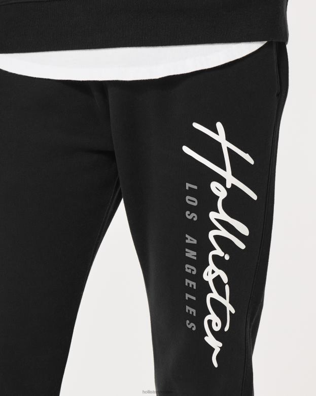 Bottoms Hollister Men Skinny Fleece Logo Graphic Joggers 488201230 Black
