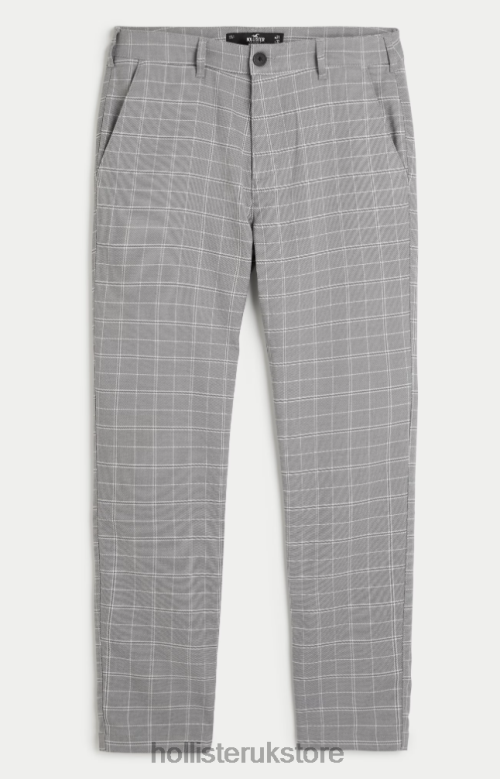Bottoms Hollister Men Skinny Windowpane Check Chino Pants 488201313 Grey Check