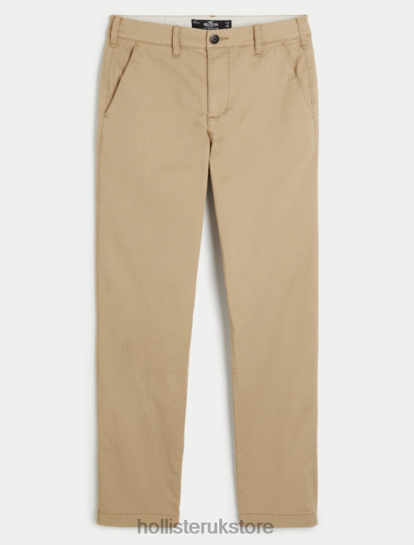 Bottoms Hollister Men Slim Straight Chino Pants 488201159 Light Khaki Twill