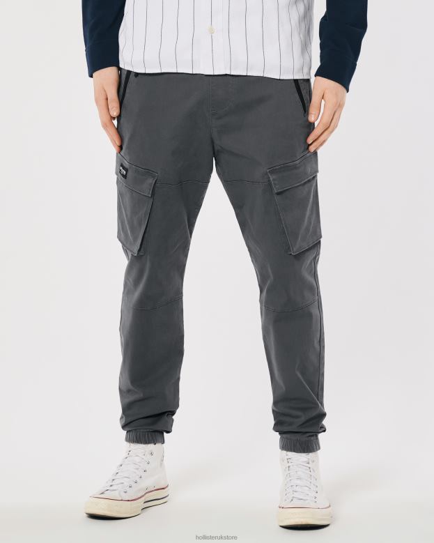 Bottoms Hollister Men Twill Cargo Joggers 488201167 Dark Grey