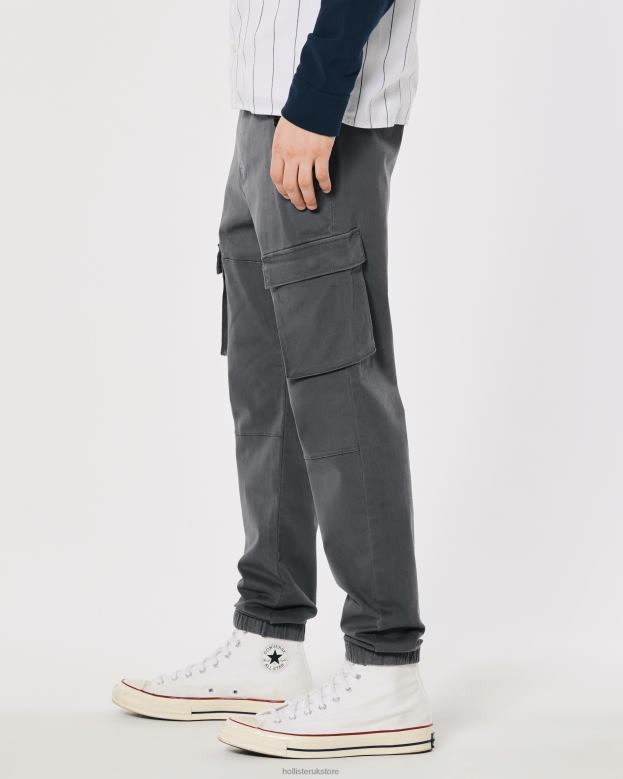 Bottoms Hollister Men Twill Cargo Joggers 488201167 Dark Grey