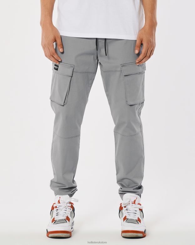 Bottoms Hollister Men Twill Cargo Joggers 488201227 Grey
