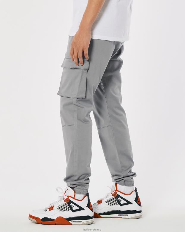 Bottoms Hollister Men Twill Cargo Joggers 488201227 Grey