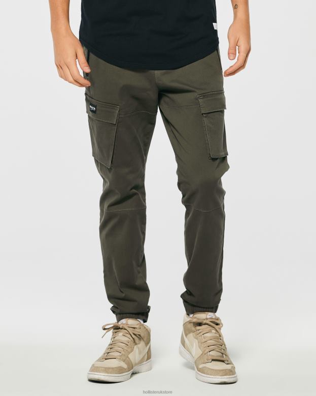 Bottoms Hollister Men Twill Cargo Joggers 488201228 Olive Green