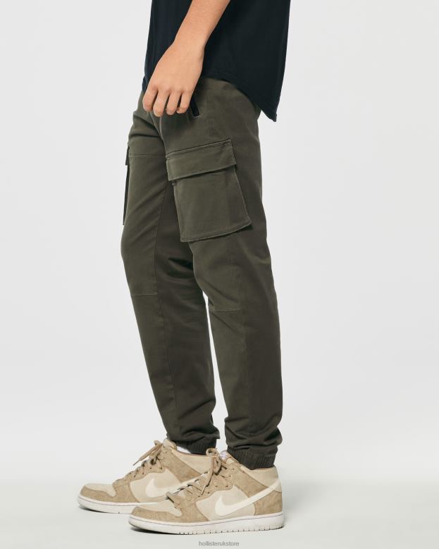 Bottoms Hollister Men Twill Cargo Joggers 488201228 Olive Green