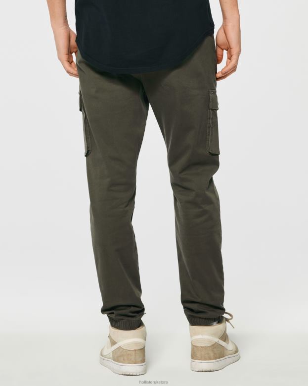 Bottoms Hollister Men Twill Cargo Joggers 488201228 Olive Green