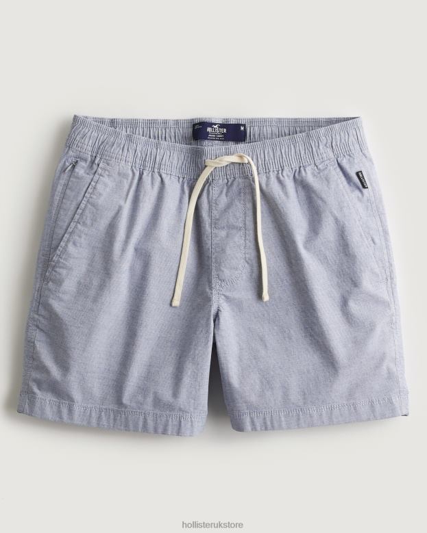 Bottoms Hollister Men Twill Micro-Stripe Jogger Shorts 5 488201178 Blue Microstripe