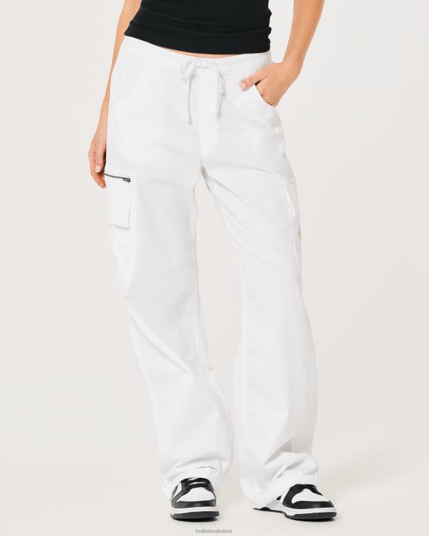 Bottoms Hollister Women Adjustable Rise Cargo Parachute Pants 48820579 White