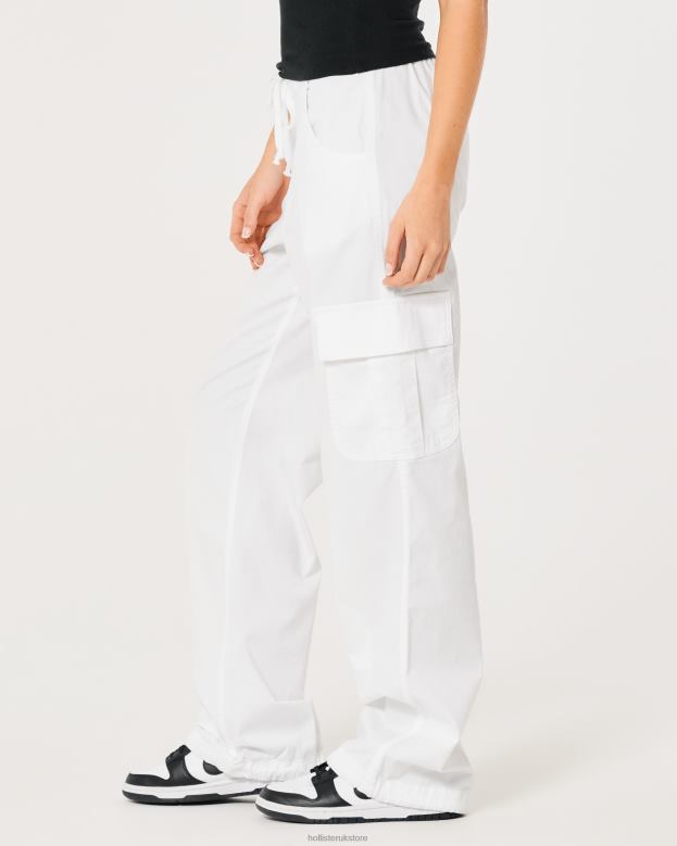 Bottoms Hollister Women Adjustable Rise Cargo Parachute Pants 48820579 White